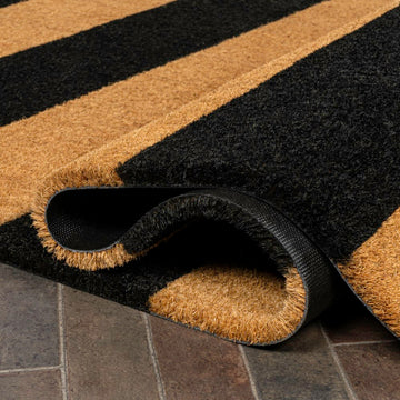 Sutton Modern Coastal Striped Coir Area Rug
